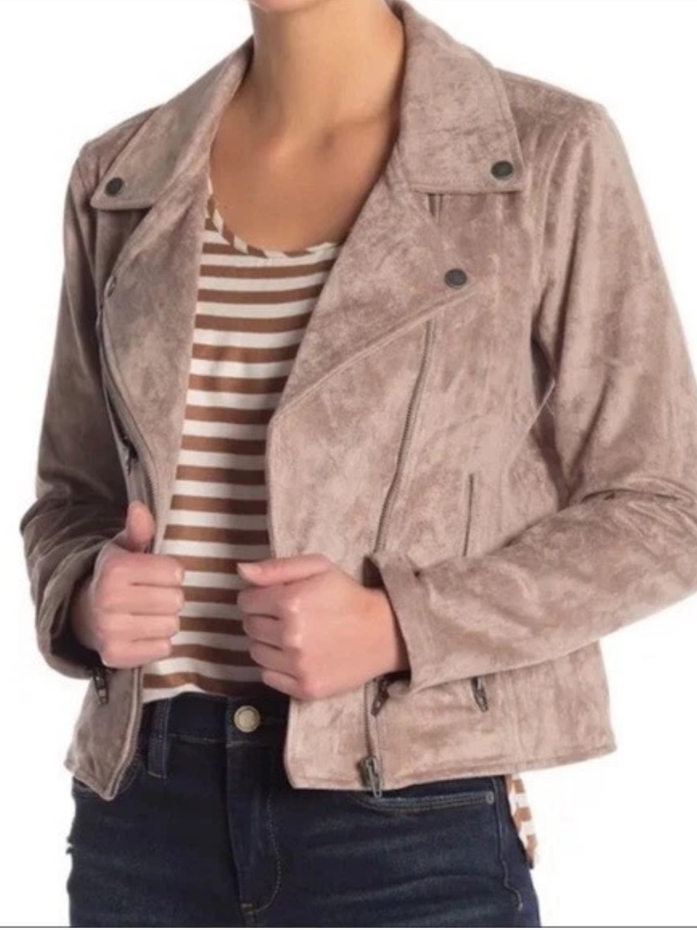 Blank NYC Taupe Suede Moto Jacket size Small $198